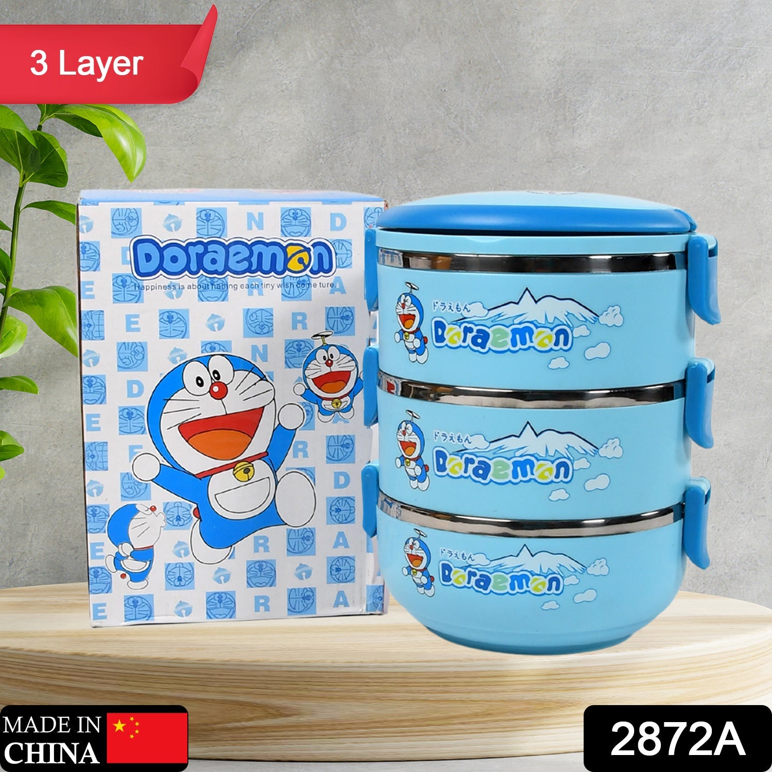 2872A 3 Layer Doraemon Lunch Box Tiffin High Quality Steel Lunch Box 3 Layer Tiffin For School ,Office & Traveling Use DeoDap 2872A 3 Layer Doraemon Lunch Box Tiffin High Quality Steel Lunch Box 3 Layer Tiffin For School ,Office & Traveling Use DeoDap